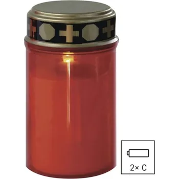 Příslušenství pro LED osvětlení LED hřbitovní svíčka, 12,5 cm, 2x C, venkovní i vnitřní, vintage, soumrak.čidlo, červená DCCV19