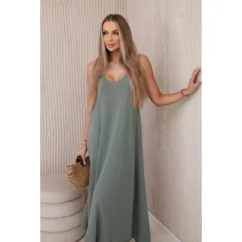 Dámské šaty Mušelínové šaty na ramínka khaki UNI