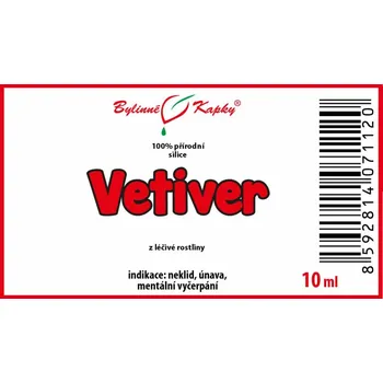 Doplněk stravy Bylinné kapky s.r.o. Vetiver - 100 % přírodní silice - esenciální (éterický) olej 10 ml