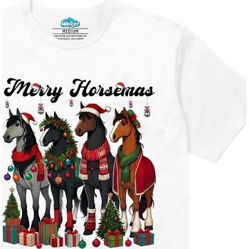 Pánské tričko Pánské tričko Vánoční Koně Merry Horsemas (Velikost: XL, Barva: Bílá)