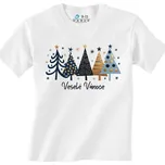 Dětské tričko Moderní Stromky Veselé Vánoce (Velikost: 9-11, Barva: Bílá)