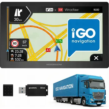 GPS Navigace TIR 9" IGO PRIMO TRUCK pro nákladní vozidla, TIR, autobusy + USB flash disk + databáze radarů