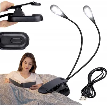 Lampička LAMPKA DO CZYTANIA KNIH USB NOČNÍ LAMPA S KLIPEM ZDRAVÁ PRO OČI 6 LED