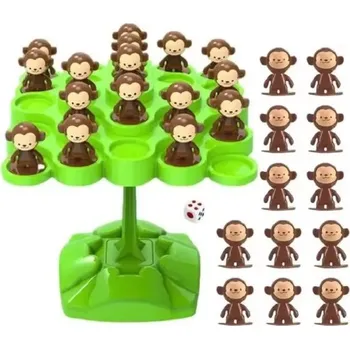 Interaktivní stolní hra pro rodiče a děti Balancující opičky na stromě Kostka, opičky a základní podstavec v balení Zábavná rodinná hra pro každou příležitost zelená
