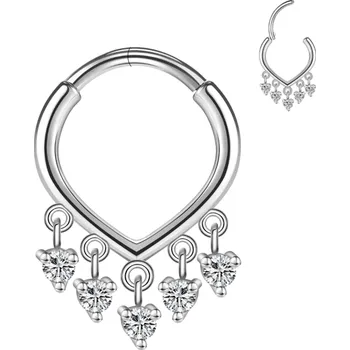 Piercing Diamantový kulatý stříbrný piercing 10 x 1,2 mm z nerezové oceli se stříbrnými detaily pro každodenní nošení