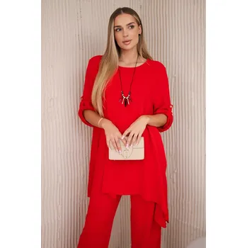 Dámská halenka Sada halenky + kalhot s přívěskem červený UNI