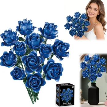 ostatní stavebnice Stavebnice "Kytice modrých růží" – dárek pro dospělé ženy, 585 dílů