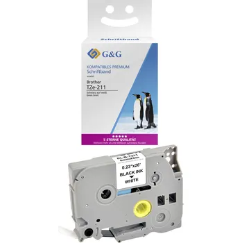 Kotouček do pokladny a tiskárny štítků páska do štítkovače G a G BB-B-G-211 kompatibilní náhradní Brother TZe-211 Barva pásky: bílá Barva písma: černá 6 mm 8 m