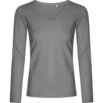 pracovní tričko Promodoro Tričko Promodoro 1560 X.O s výstřihem do V, dlouhý rukáv rukávem, dámské COT40156065003-steel grey L Šedá ocelová