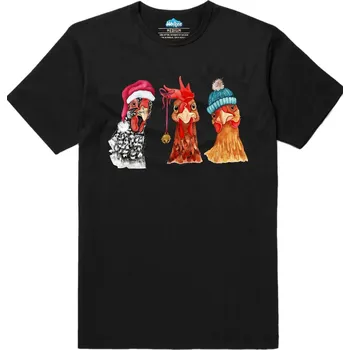 Pánské tričko Pánské tričko Zvědavé Vánoční Slepice (Velikost: XXL, Barva: Černá)