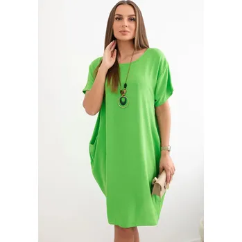 Dámské šaty Šaty s kapsami a přívěskem zelená jasná UNI
