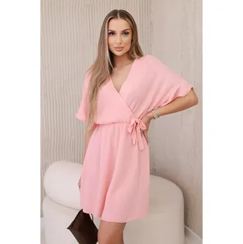 Dámské šaty Mušelínové šaty s pasem meruňka UNI