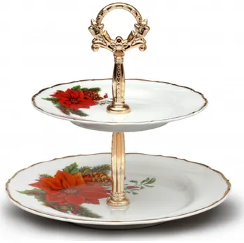 Talíř Thun 1794 Etažérka, 2 dílná, vánoční hvězda, český porcelán, Thun