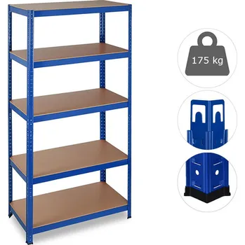 Dílenský regál MEGA HIT: Regál 180x90x40 cm lakovaný 5-policový, nosnost 875 kg - MODRÝ - China Blue Mercedes G
