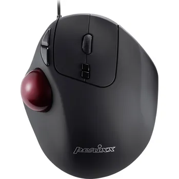 Myš Perixx PERIMICE-517 D Trackball USB laserová černá 7 tlačítko 400 dpi, 1000 dpi ergonomická, integrovaný trackball