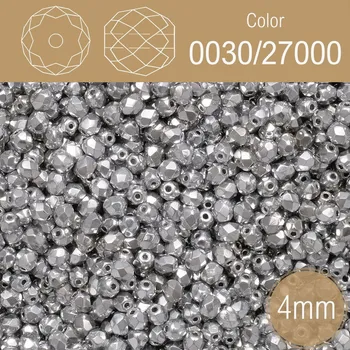 Korálek Korálky BROUŠENÉ 4mm. Barva 0030/27000.Neprůhledná s pokovem. Balení 120Ks.