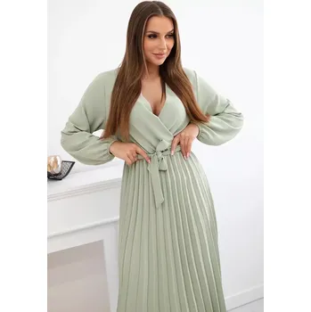 Dámské šaty Šaty se svázaným plisovaným lemem světlá khaki UNI