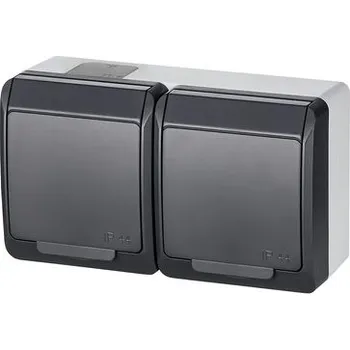 Elektrická zásuvka Instalační dvojzásuvka Galatea 5322-07 IP44 antracit