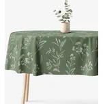 Oválný ubrus 100% bavlněné plátno - Bylinkové lístky 140 x 220 cm