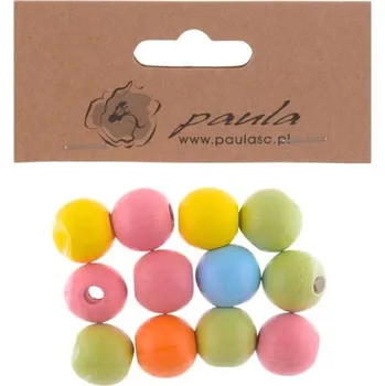 Dětské navlékací korálky Korálky 20mm, 12ks dřevěné, barevné