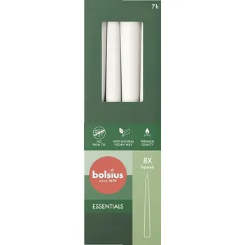 Svíčka Stolní svíčka kónická tradiční ŠPICE 245/24 BÍLÁ Bolsius - 8 kusů