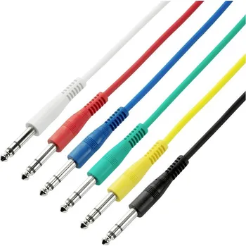 Audio kabel Adam Hall K3BVV0015SET jack audio kabel [6x jack zástrčka 6,3 mm (stereo) - 6x jack zástrčka 6,3 mm (stereo)] 0.15 m bílá, červená, modrá, zelená, žlutá, černá