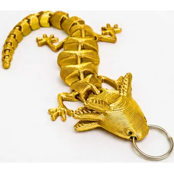 3D Flexi Axolotl na klíče | Svíčkománie3D | Barva: Zlatá leská