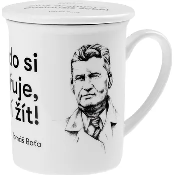 Baťova důvěra - porc. hrnek s nerez sítkem a pokličkou, 250 ml