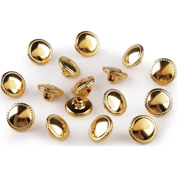 Knoflík Kovový knoflík velikost 20", střední, 3 žluté zlato