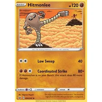 Karetní hra Pokémon SSH 094/202 Hitmonlee - Sword & Shield Stav: Near Mint, Verze: REVERSE HOLO