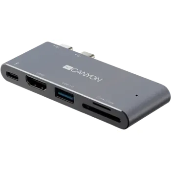 Příslušenství pro notebook CANYON replikátor portů DS-5, 5v1, pro Apple Mackbook s Thunderbolt 3 (USB-C 100W) CNS-TDS05DG