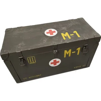 Úložný box Armáda ČR Bedna dřevěná zdravotní M-1 70 x 40 x 31 cm ZELENÁ