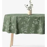 Oválný ubrus 100% bavlněné plátno - Bylinkové lístky 120 x 200 cm