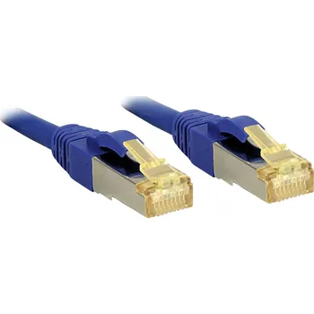 Datový kabel LINDY 47281 RJ45 síťové kabely, propojovací kabely CAT 6a (surový kabel CAT 7) S/FTP 5.00 m modrá s ochranou 1 ks