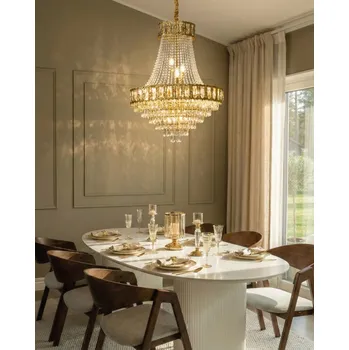 Závěsné svítidlo lustr zlatá kovová základna křišťály ⌀ 70 cm glamour styl jídelna obývací pokoj Beliani