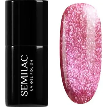 Lak na nehty Semilac gél lak 795 Magnetic Raspberry 7 ml – malinovo červený Cat Eye Flash efekt