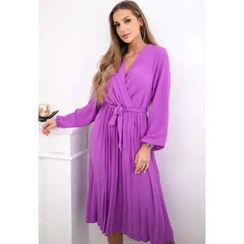Dámské šaty Šaty se svázaným plisovaným lemem fialka UNI