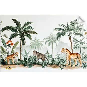 Obraz Samolepicí plakáty do dětského pokoje, Palmy a zvířátka 90x60 cm