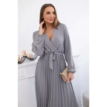 Dámské šaty Šaty se svázaným plisovaným lemem šedý UNI