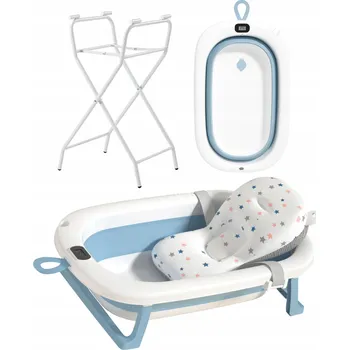 koupací vanička Skládací vanička pro miminko se stojanem, Polštář, teploměr, VELKÁ vana