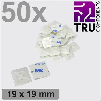 Stahovací páska TRU COMPONENTS T24CA067 úchytka samolepicí, šroubovací TC-12888540 4cestný vstup pro provlečení bílá 50 ks