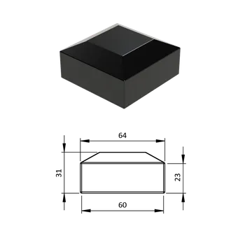 Příslušenství pro plot Vnější krytka 60 x 60 mm, plastová PE, černá