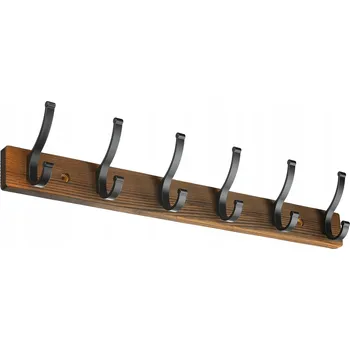 Věšák DŘEVĚNÝ VĚŠÁK NA ZEĎ DO PŘEDSÍNĚ NA OBLEČENÍ BUNDY 12x HÁČEK LOFT