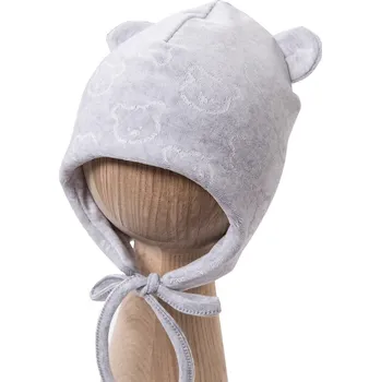 Čepice Eevi Dětská velurová čepice LITTLE JOY šedá - 62