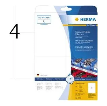 Kotouček do pokladny a tiskárny štítků Herma 4697 Fóliové etikety 105 x 148 mm poylesterová fólie bílá 100 ks extra silné laserová tiskárna, barevná laserová tiskárna, kopírka, barevná kopírka