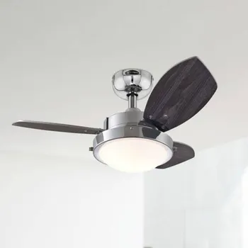 Lampička Stropní ventilátor Westinghouse Wengue, svítidlo E14 chrom, wenge, buk, opál 2 x 40 W - Doprava zdarma