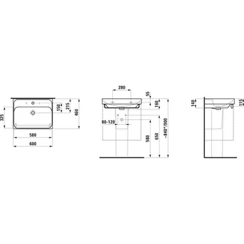 Umyvadlo LAUFEN MEDA - umyvadlo (H810113) Barva: Bílá, Provedení: bez otvoru pro baterii