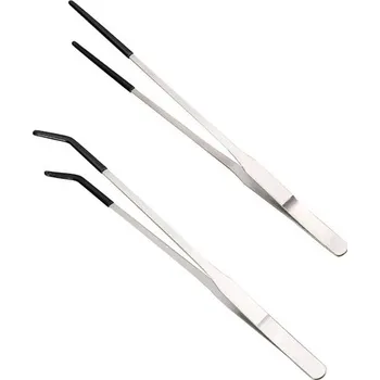 Teraristika Sada 2 ks kleští na krmení plazů 27 cm Lomené a rovné s černými plastovými konci pro bezpečné podávání krmiva