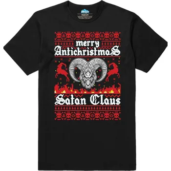 Pánské tričko Pánské tričko Šťastné Antivánoce Satan Claus (Velikost: 4XL, Barva: Černá)