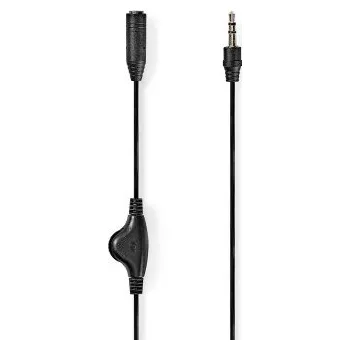 Audio kabel Stereo Audio Kabel | 3,5 mm Zástrčka | 3,5 mm Zásuvka | Poniklované | 1.00 m | Kulatý | Černá | Label